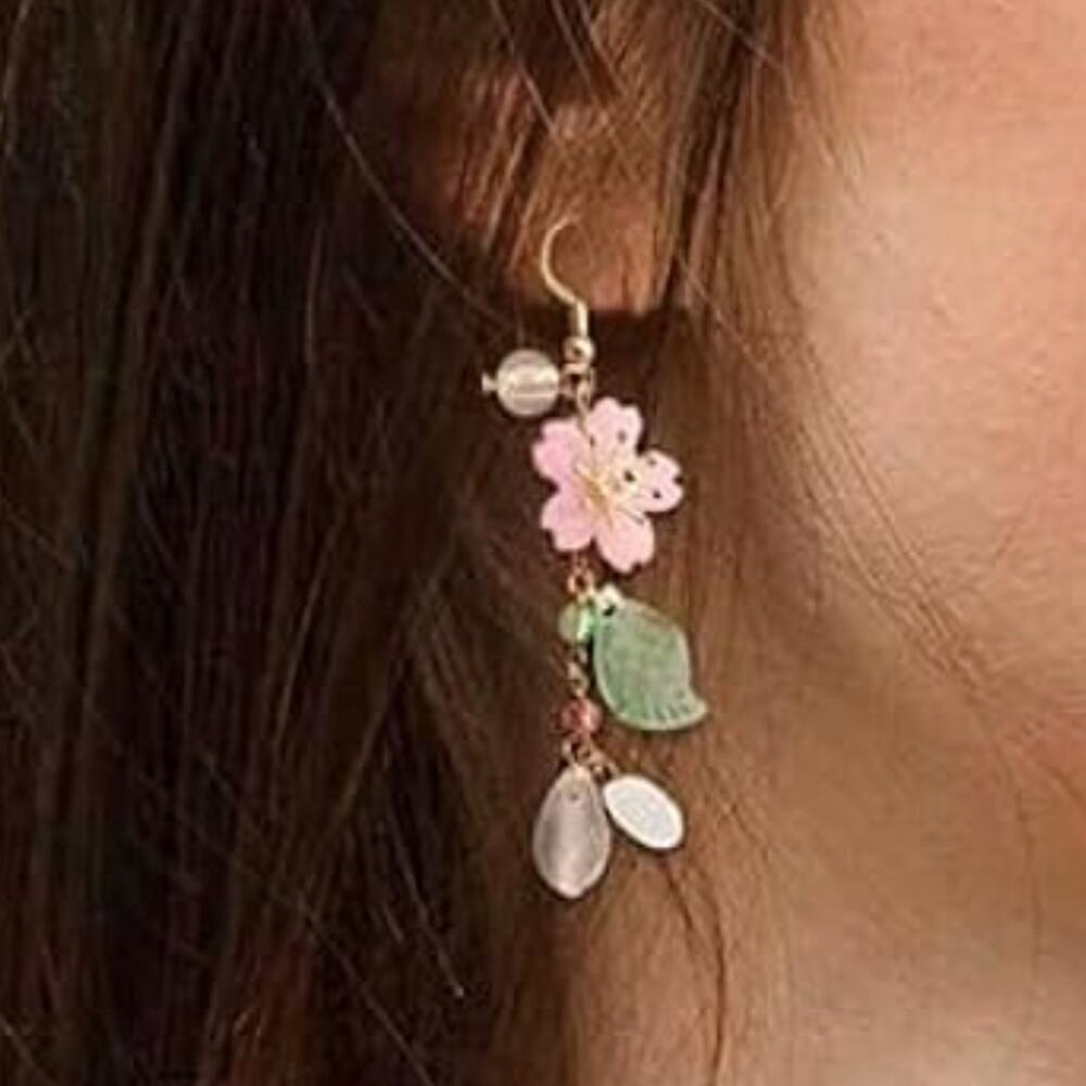 Acrylic Flowers with Glass Beads Earrings - Picture 2 of 2